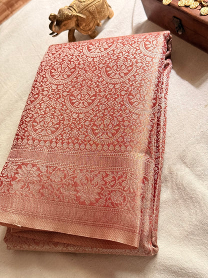 Blush Pink Tidsue Jacquard Saree