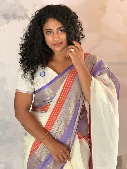 Mul Mul Kanchi Border saree