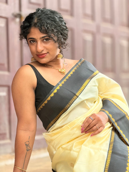Semi Silk off white saree