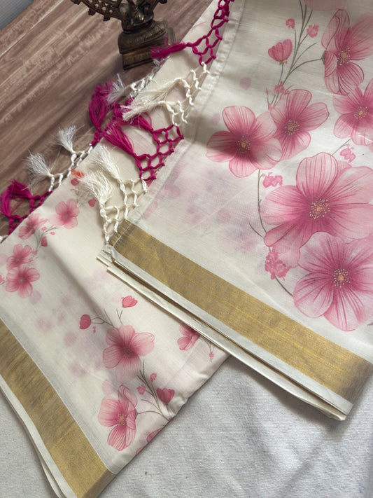 Kerala Cotton  Floral saree