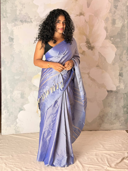 Semi Silk zari check saree