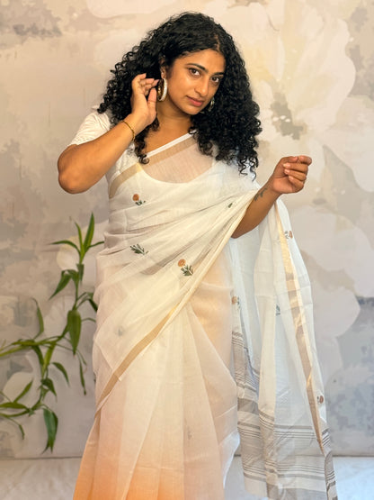 Shaded semi linen saree