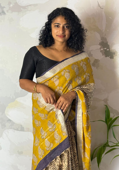 Terra cotton linen saree