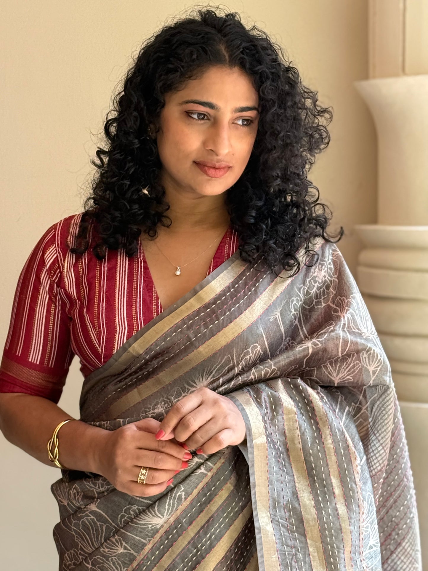Semi silk Kantha