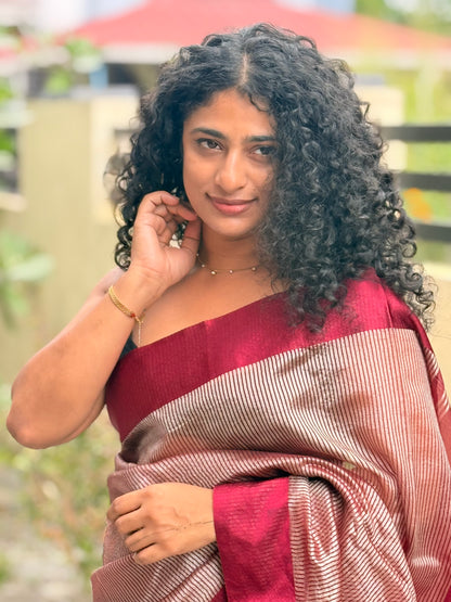 Organza stripe saree