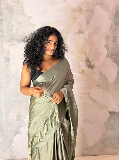 Semi Silk zari check saree