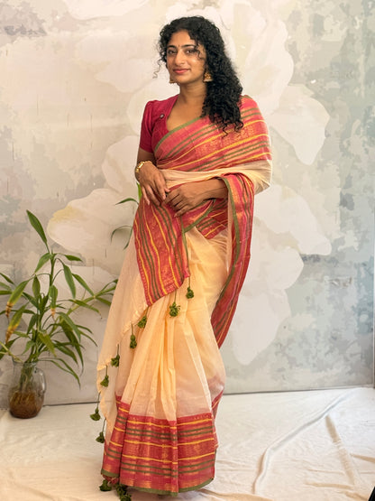 Mul Mul Kanchi Border saree
