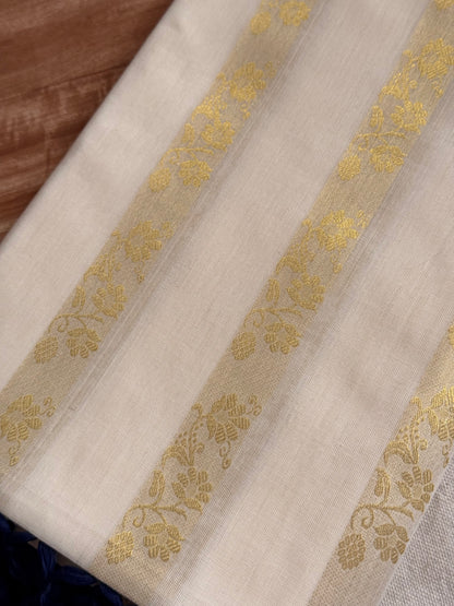 Floral stripe  Cotton saree