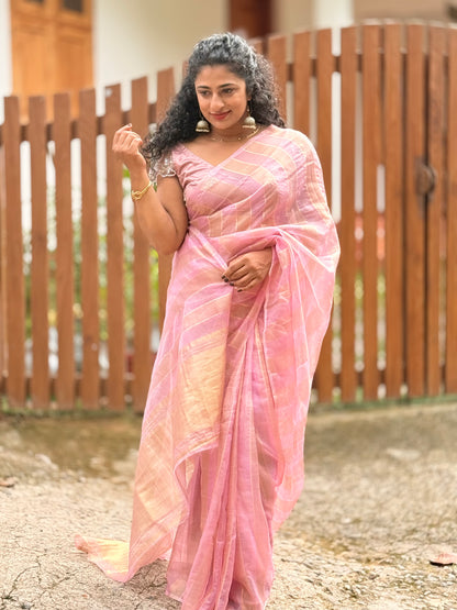 Stripe Organza saree
