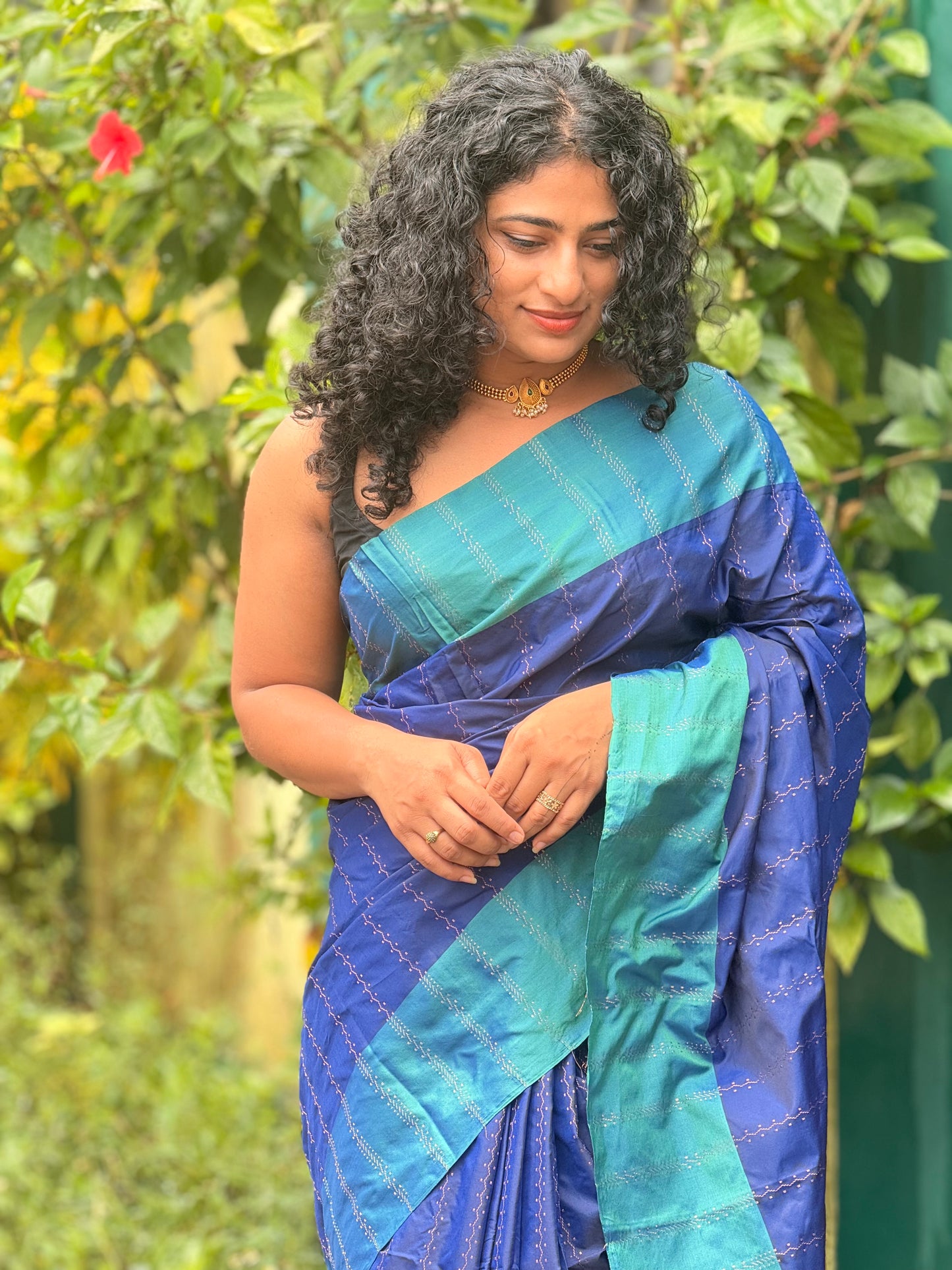 Semi Silk Contrast Border