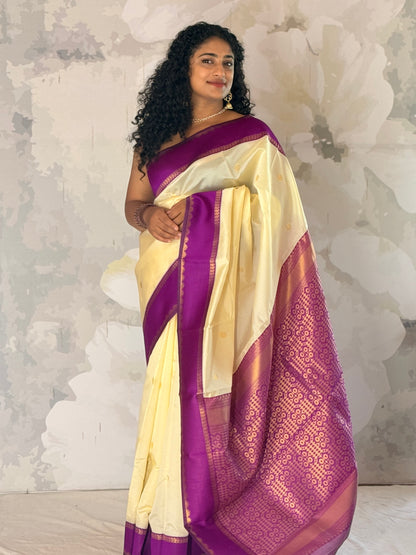 Semi Silk off white saree