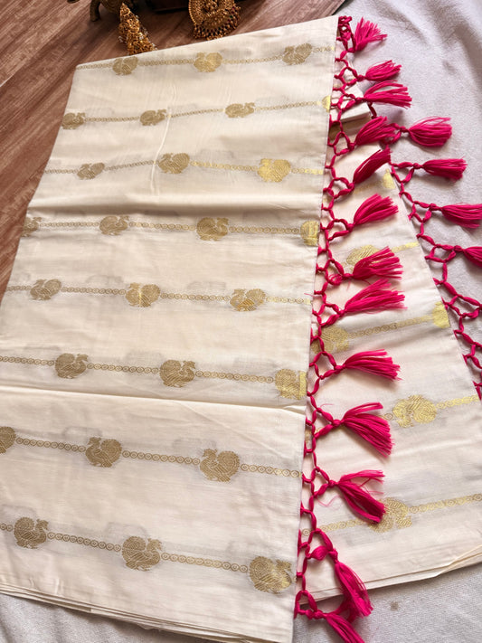 Peacock stripe  Cotton saree