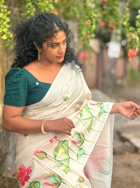 Semi Tussar Lotus Saree