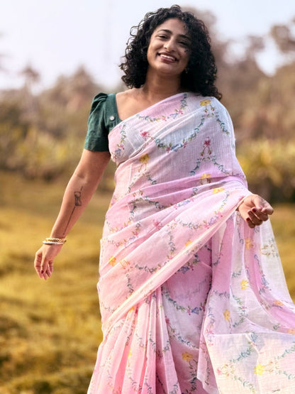 String semi linen saree