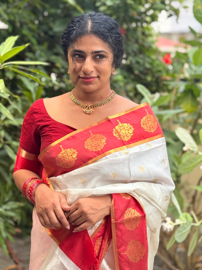 Semi silk Tree border saree