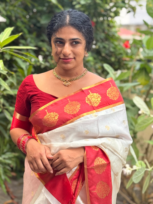 Semi silk Tree border saree