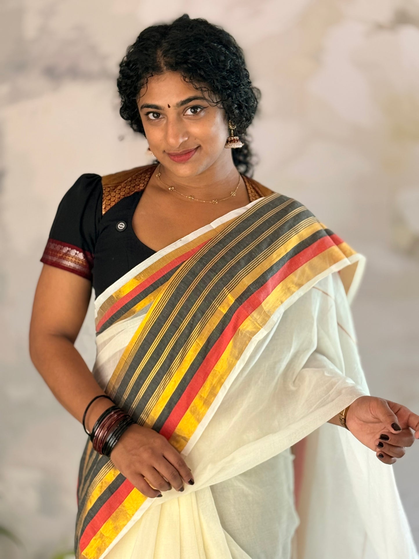 Mul Mul Border saree