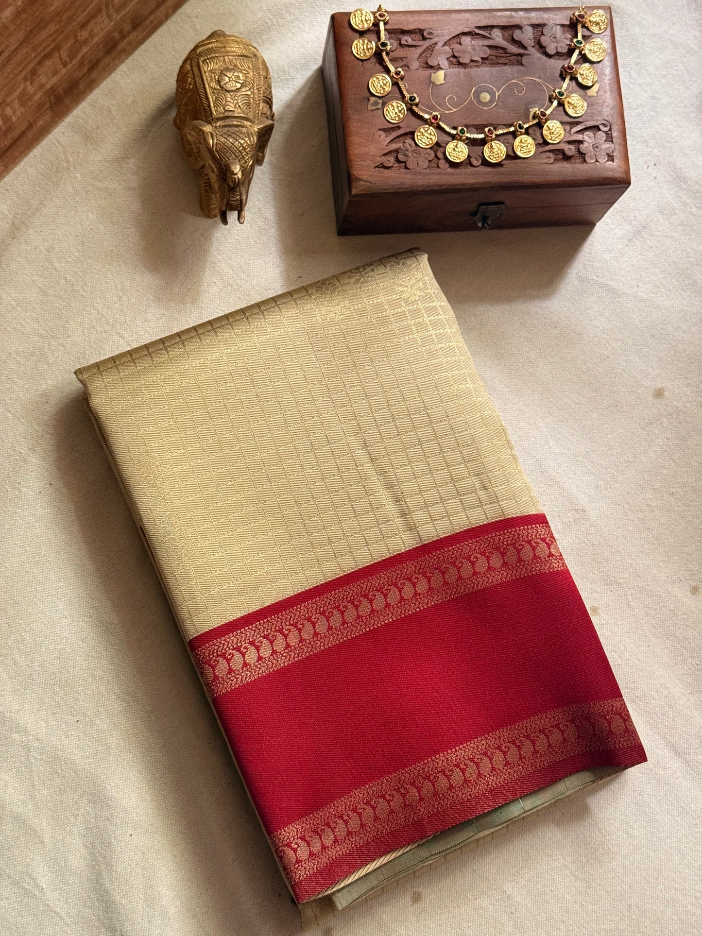 Check Semi silk saree