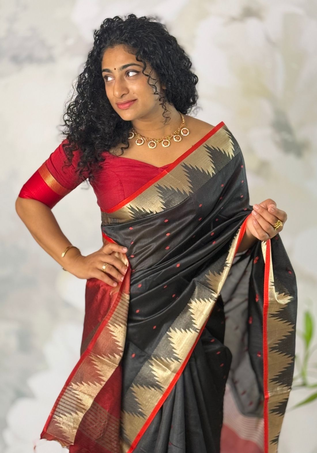 Temple saree semi silk