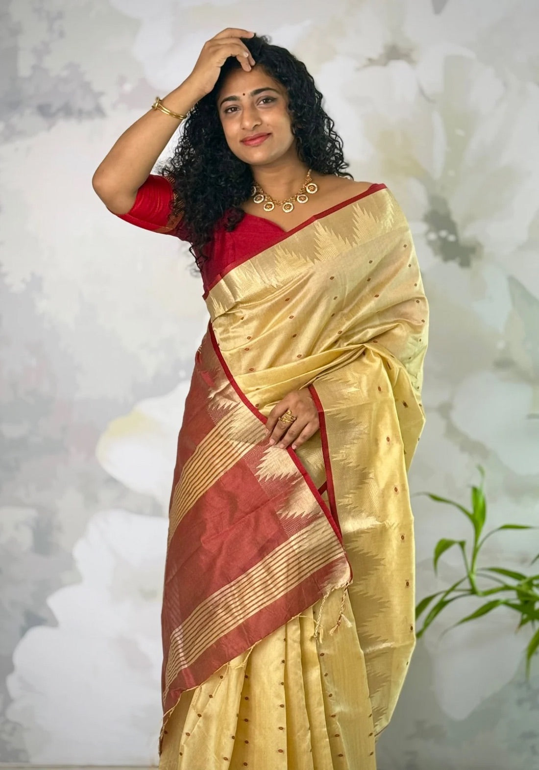 Temple saree semi silk