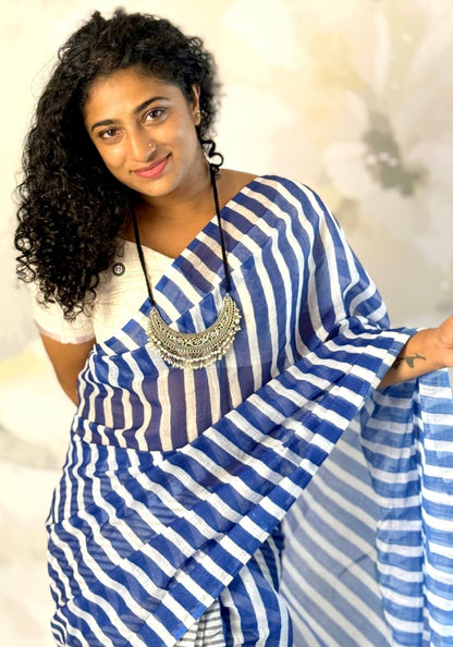 Stripe Semi Linen Saree
