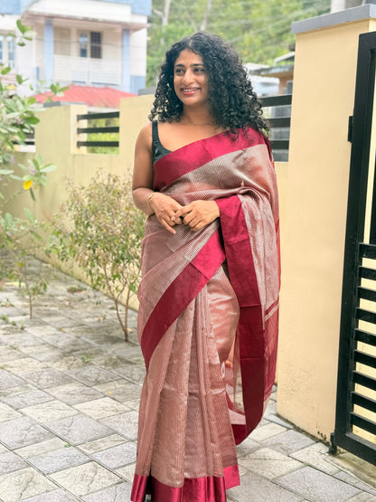 Organza stripe saree