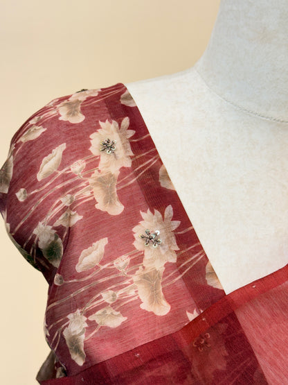 Embroidered Semi Linen saree