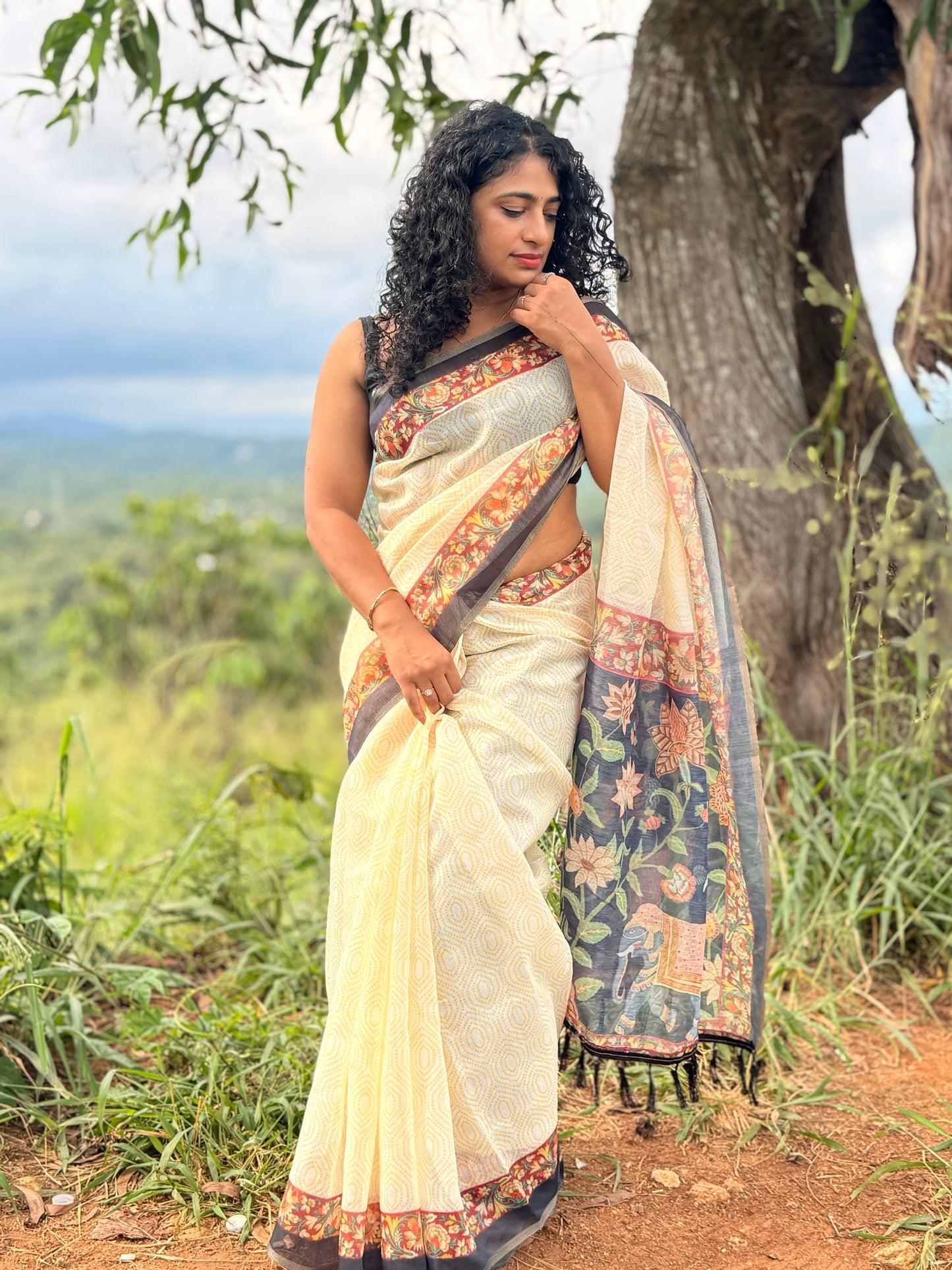Semi linen saree