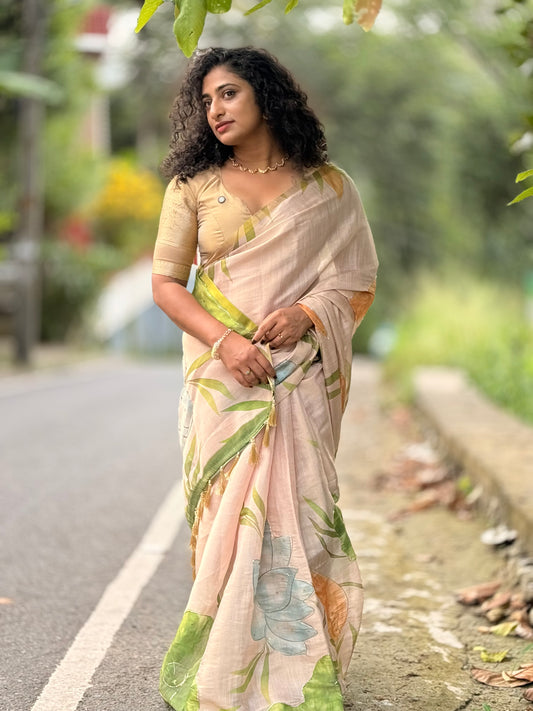 Tissue Semi linen saree