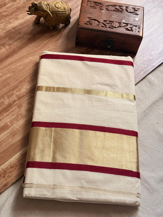 Stripe  Kerala Cotton saree