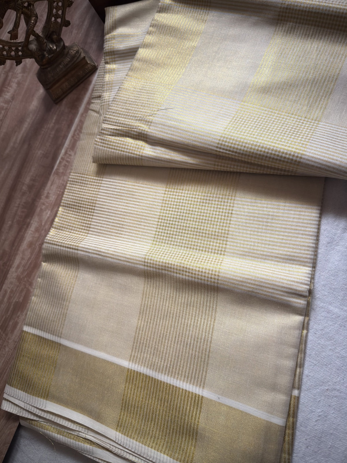 Tissue check Cotton saree