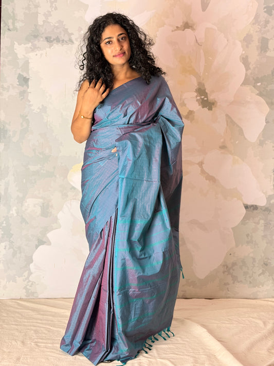 Semi Silk zari check saree