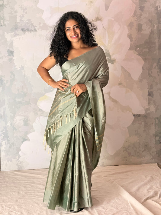 Semi Silk zari check saree