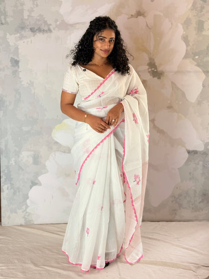 Lotus semi linen saree