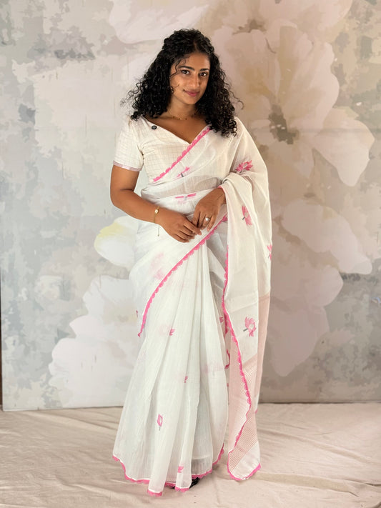 Lotus semi linen saree