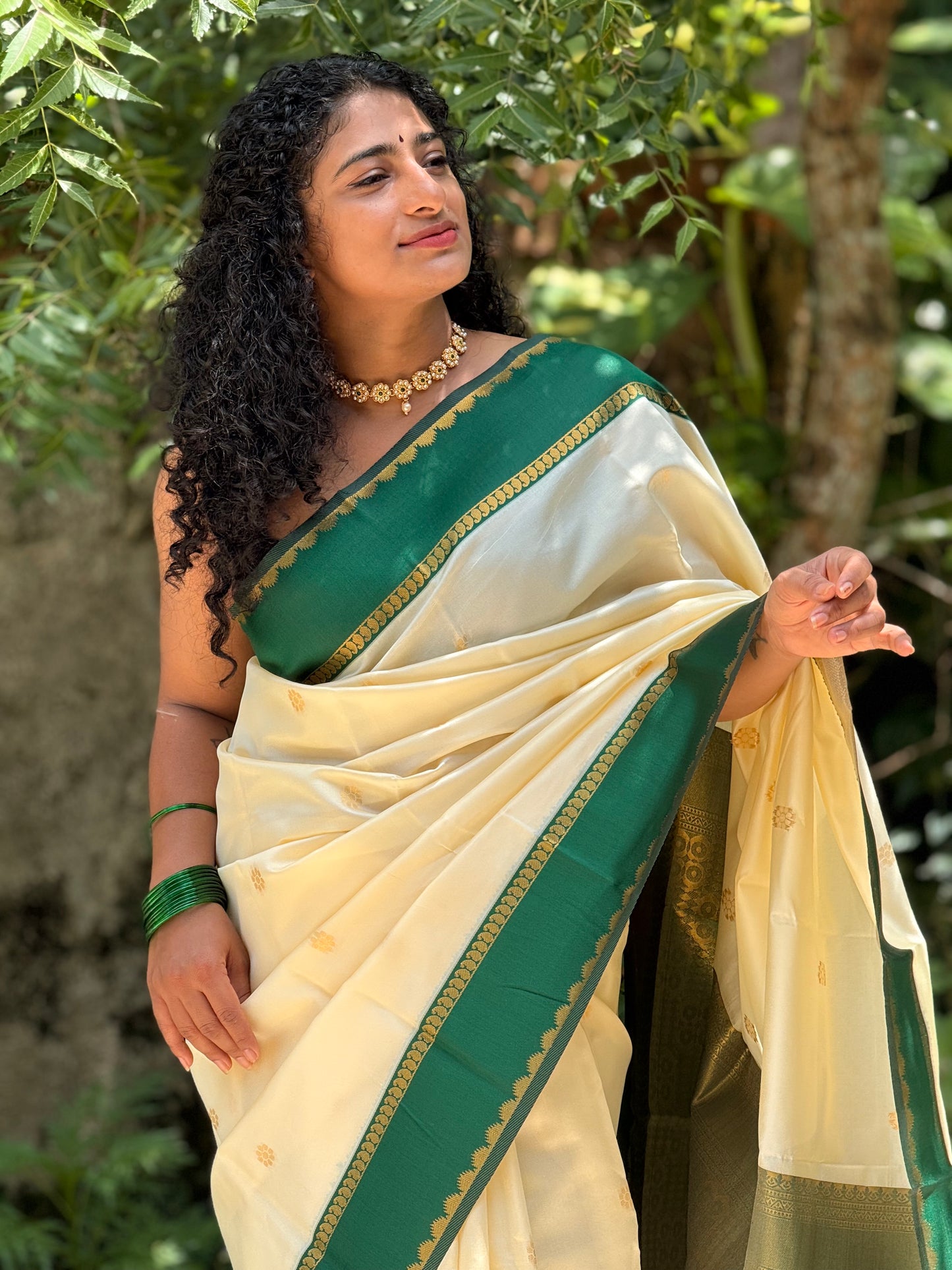 Semi Silk off white saree
