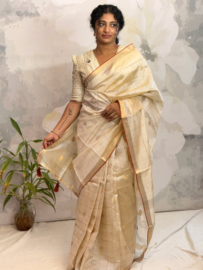 Check semi silk Saree