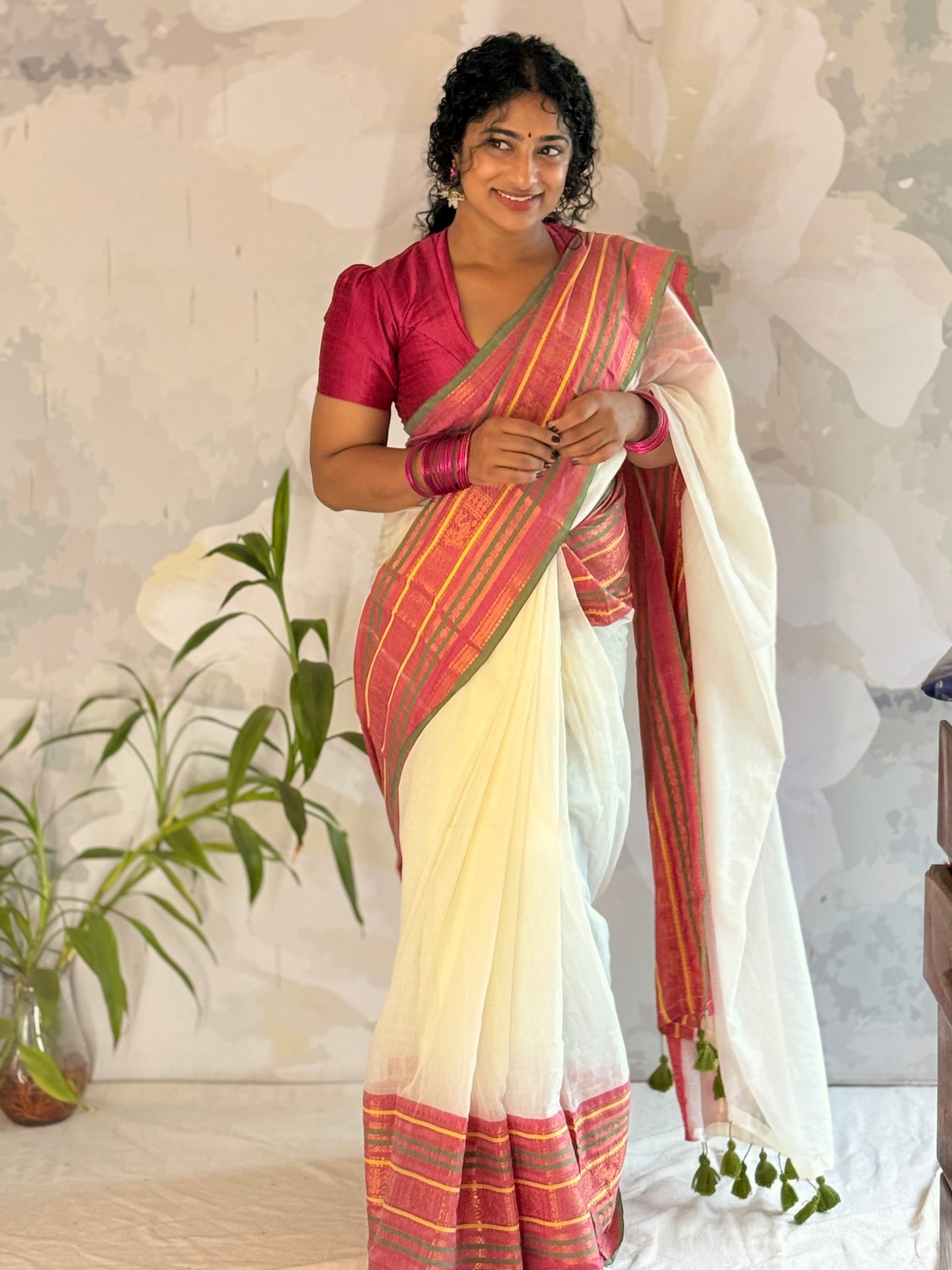 Mul Mul Kanchi Border saree
