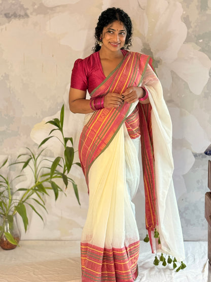 Mul Mul Kanchi Border saree