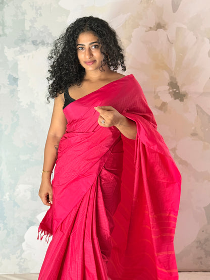 Semi Silk zari check saree
