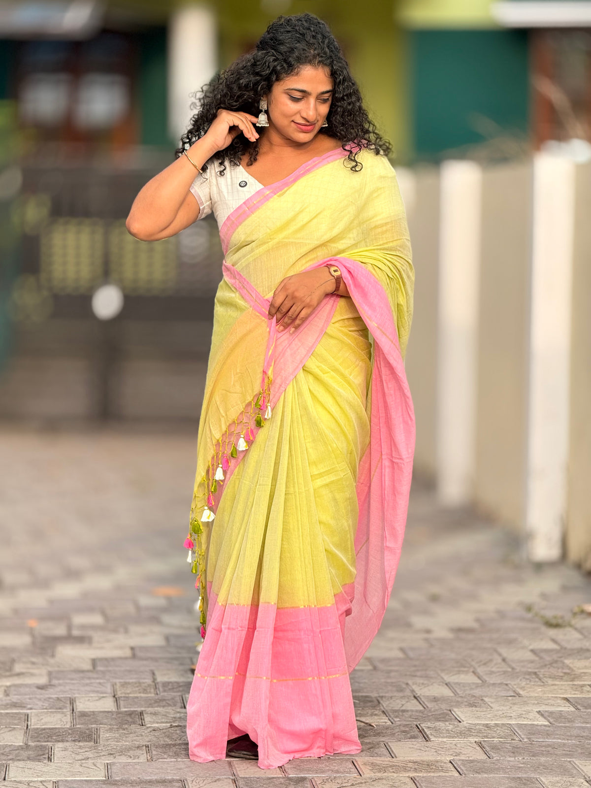 Pastel Mul saree