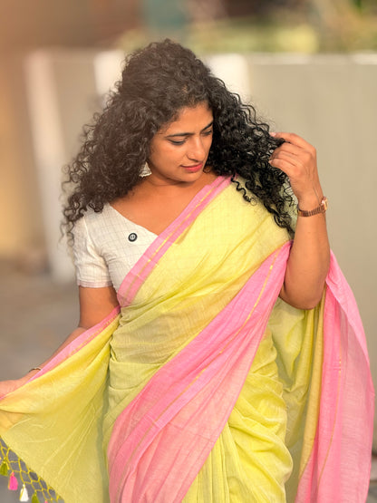 Pastel Mul saree