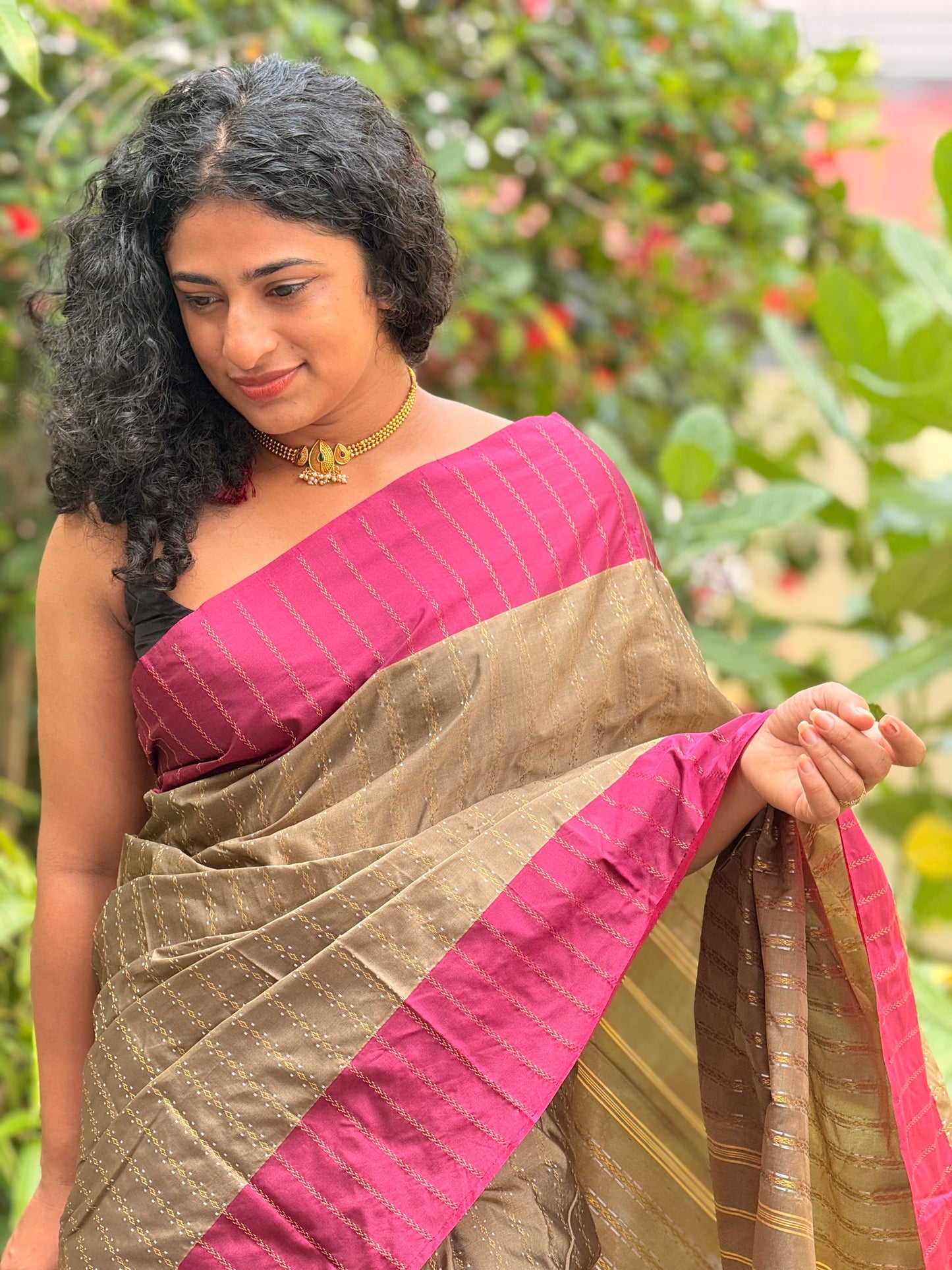 Semi Silk Contrast Border