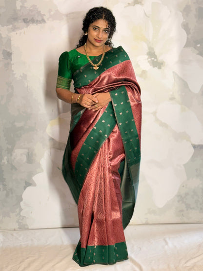 Paisley border Semi silk saree