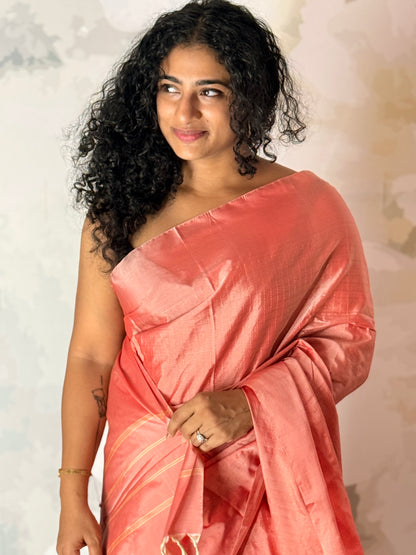 Semi Silk zari check saree