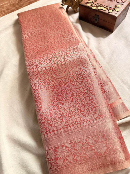 Blush Pink Tidsue Jacquard Saree