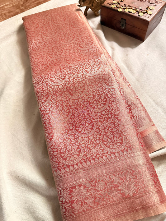 Blush Pink Tidsue Jacquard Saree