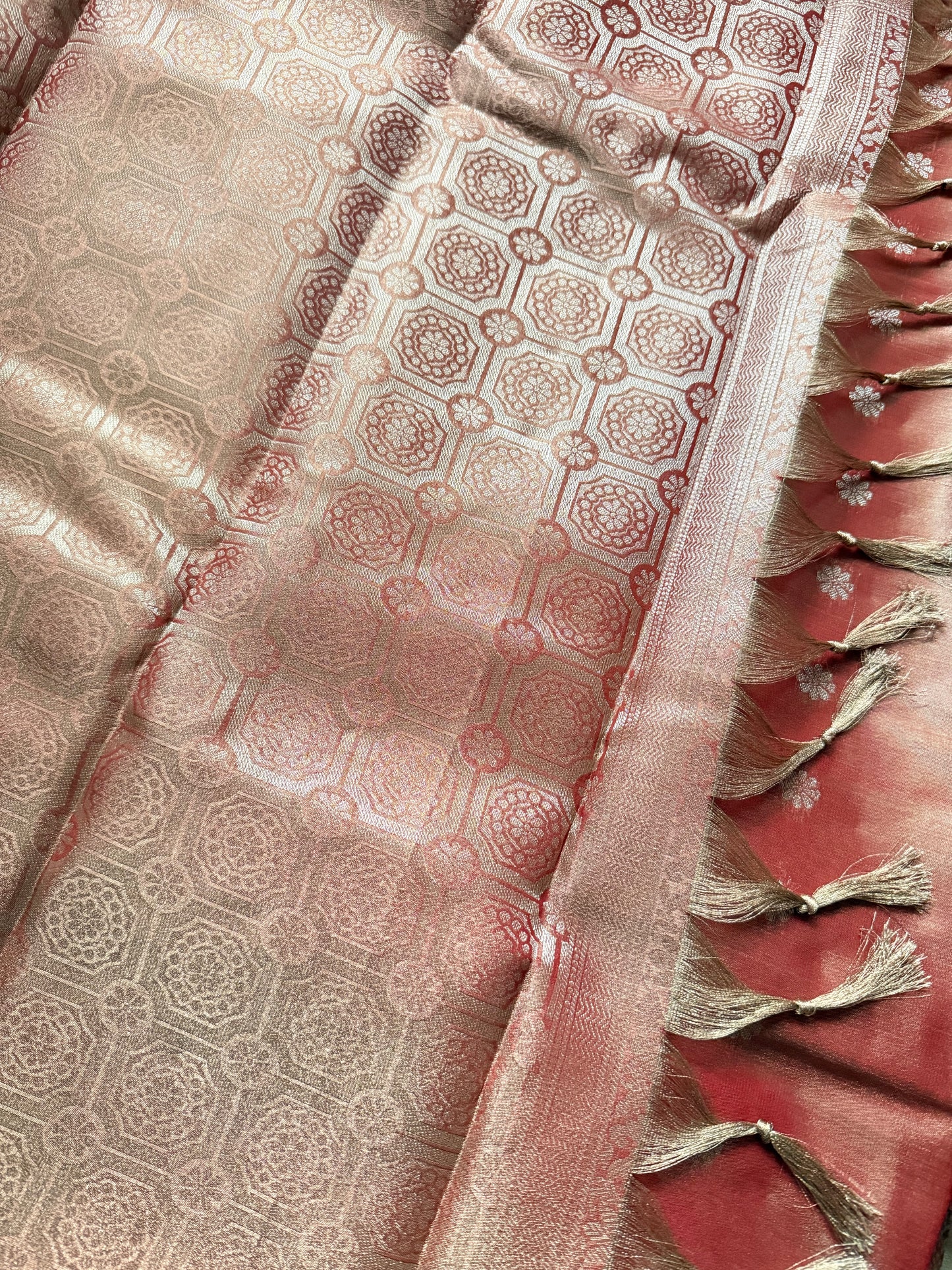 Blush Pink Tidsue Jacquard Saree