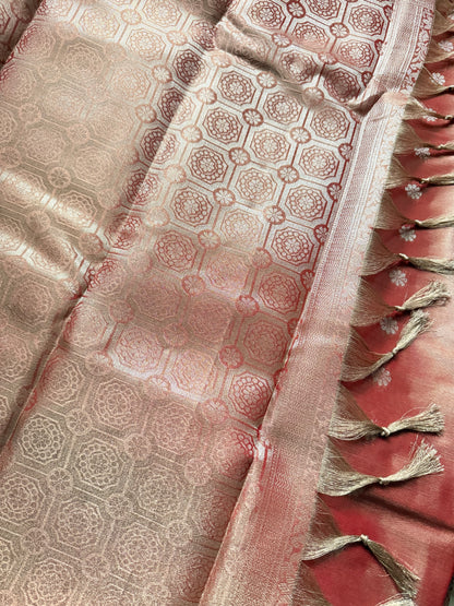 Blush Pink Tidsue Jacquard Saree