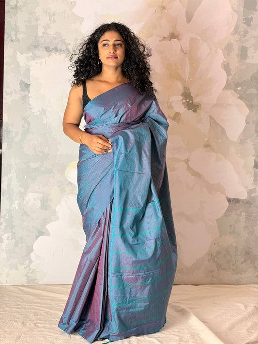Semi Silk zari check saree